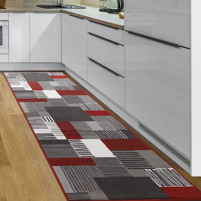 BY COCOON 2'x7' Runner Rug| Carpet Runner Kitchen Runner Washable Rug Runners Rugs for Hallway Non Slip (57 Cm x 210 Cm Red Rug)