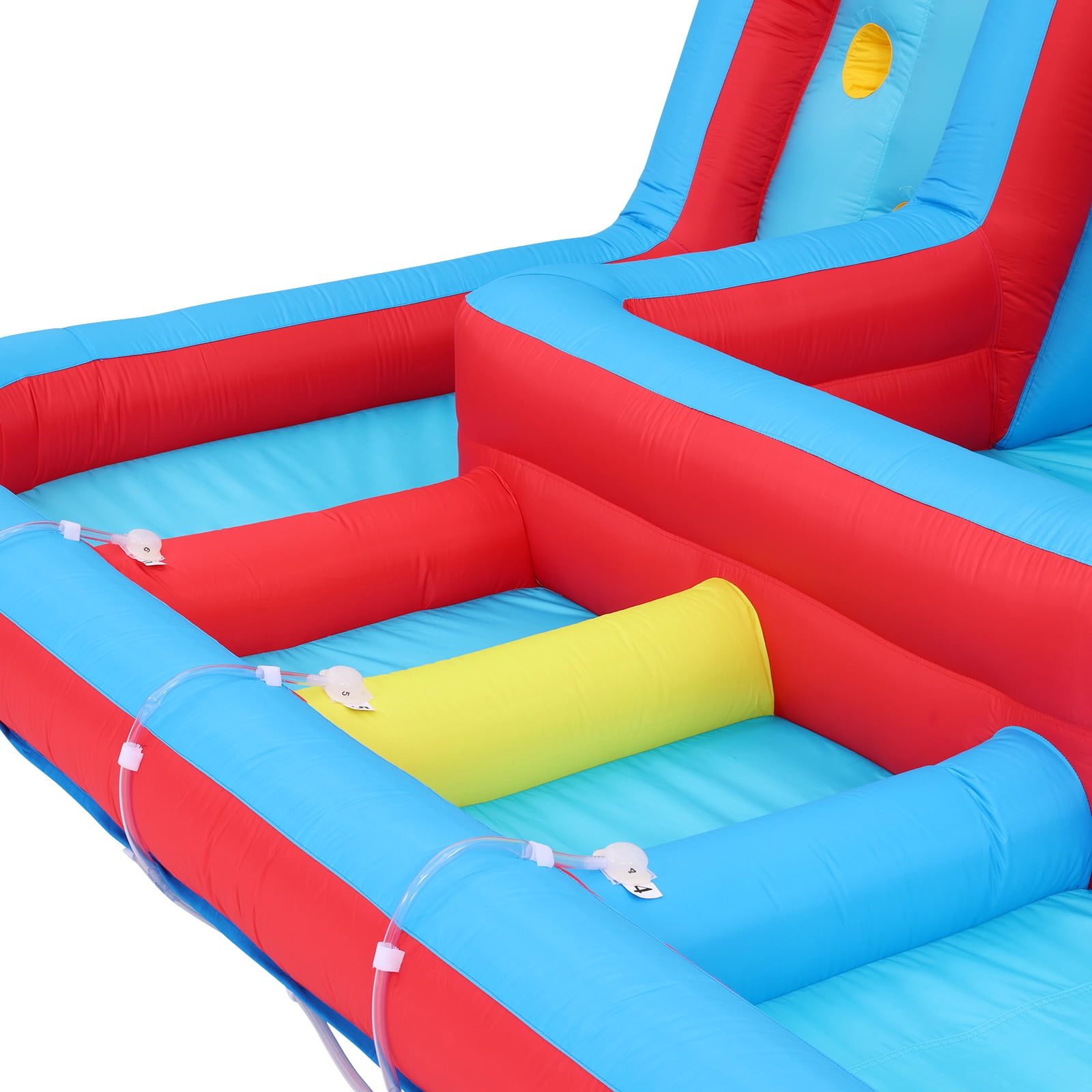 Funcid Giant Inflatable Water Slide Obstacle Course for Kids, 3x10FT, Inflatable Bounce with Long Slide, Deep Pool, Climbing Wall, Boxing Game, Basketball Rim, Water Cannon & Blower