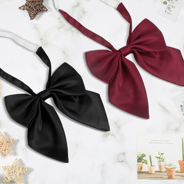 Women's Pre Tied Bow Tie Teens Ribbon Bowknot Necktie for Gift Work Wedding