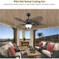 thumbnail image 6 of PHORUS 50" Tropical Ceiling Fan with Light and Remote/APP, Outdoor Waterproof Palm Leaf Ceiling Fan, 6 Speeds Quiet DC Motor, Wet Rated for Patio, Porch, Dark Brown, 6 of 10