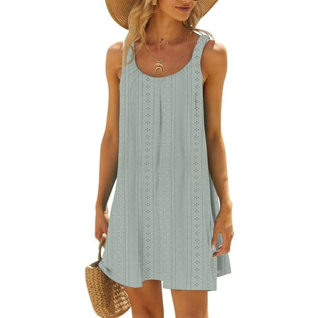 sovlvnd Summer Dresses for Women 2025 Women s Beach Dress Bikini Beachwear Coverups Casual Vacation Short Summer Dresses Army Green M