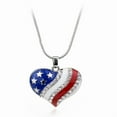 thumbnail image 4 of 1 piece American Labor Day American Flag Blue and Red Crystal Rhinestone Heart Patriotic July 4 Independence Day Pendant Necklace,Silver, 4 of 9