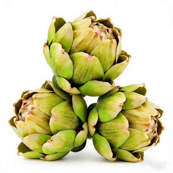 Trianu 3Pcs Large Faux Artichokes Decoration, 4.33" Realistic Artificial Artichoke Vegetable and Fruit Fake Artichokes Bowl Vase Fillers for Home Kitchen Decor, Green