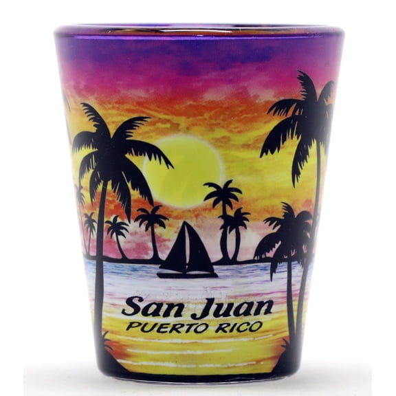 San Juan Puerto Rico Palm Sunset Shot Glass