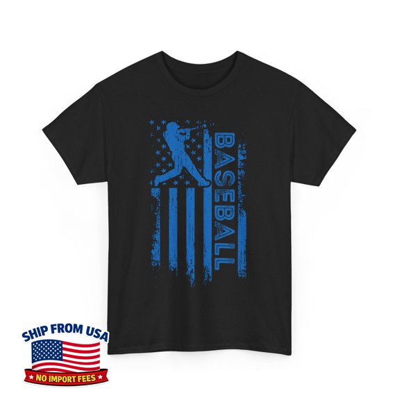 Baseball Player American Flag Sports Game Day Graphic T-Shirt