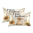 thumbnail image 2 of Dailycode Satin Pillow Case Standard Silk Pillow Cover for Hair and Skin Envelope Closure Hello Sunflower Dog 20"x26", 2 of 9