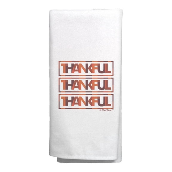 ThisWear Fall Decorations for Home Thankful Fall Colors Word Art Decorative Kitchen Towel White