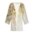 thumbnail image 5 of Axiiglly Cardigan for Women Plus Size Lightweight Cardigans Autumn Casual Comfy Puff Sleeve Open Front Tops Floral Print Loose Swim Beach Bathing Suit Cover Up, 5 of 5