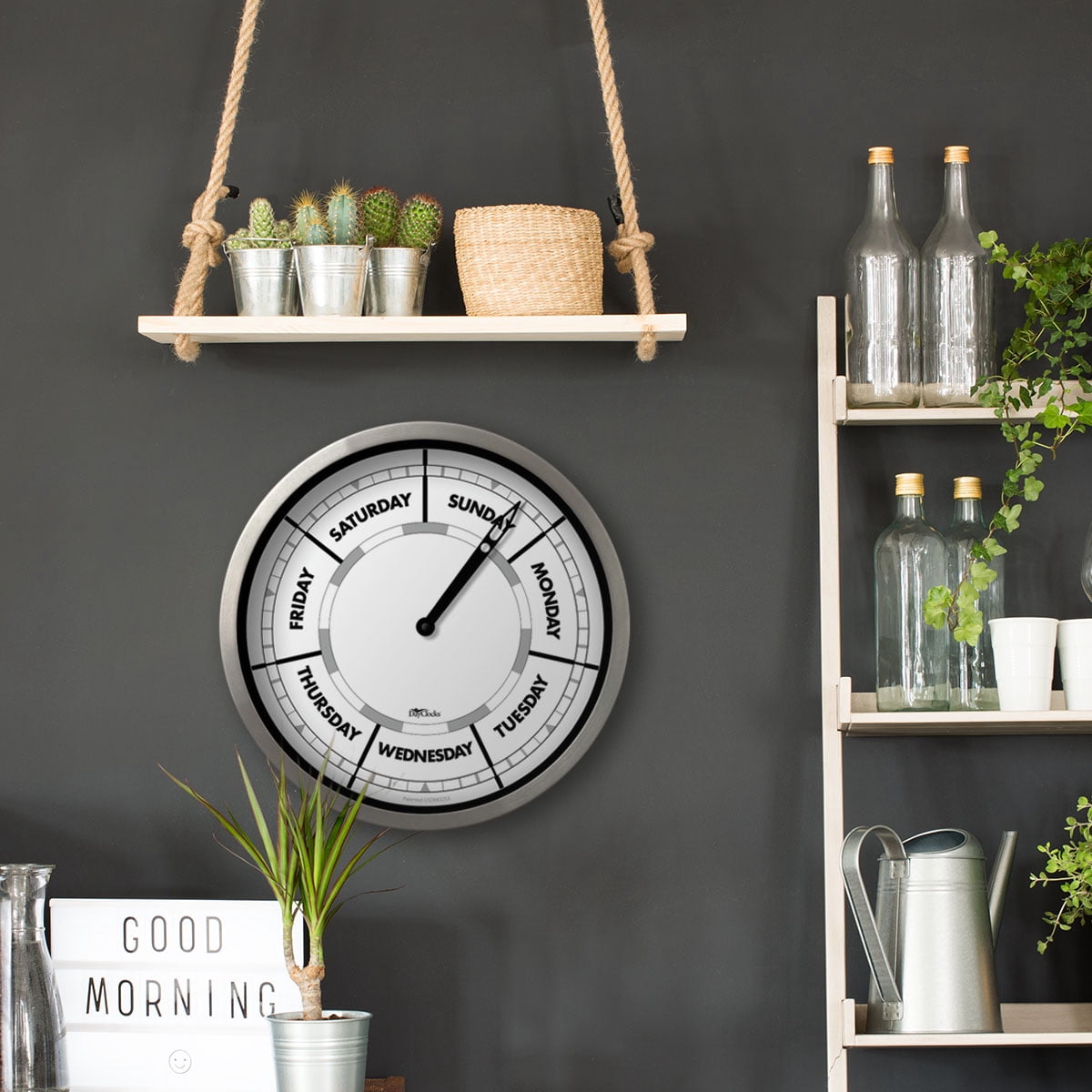 DayClocks Day-of-the-Week Wall Clock with 10" Aluminum Frame