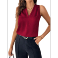thumbnail image 1 of Camisetas Sin Mangas Plisadas para Mujer, Color Vino Tinto, Talla S, 1 of 4