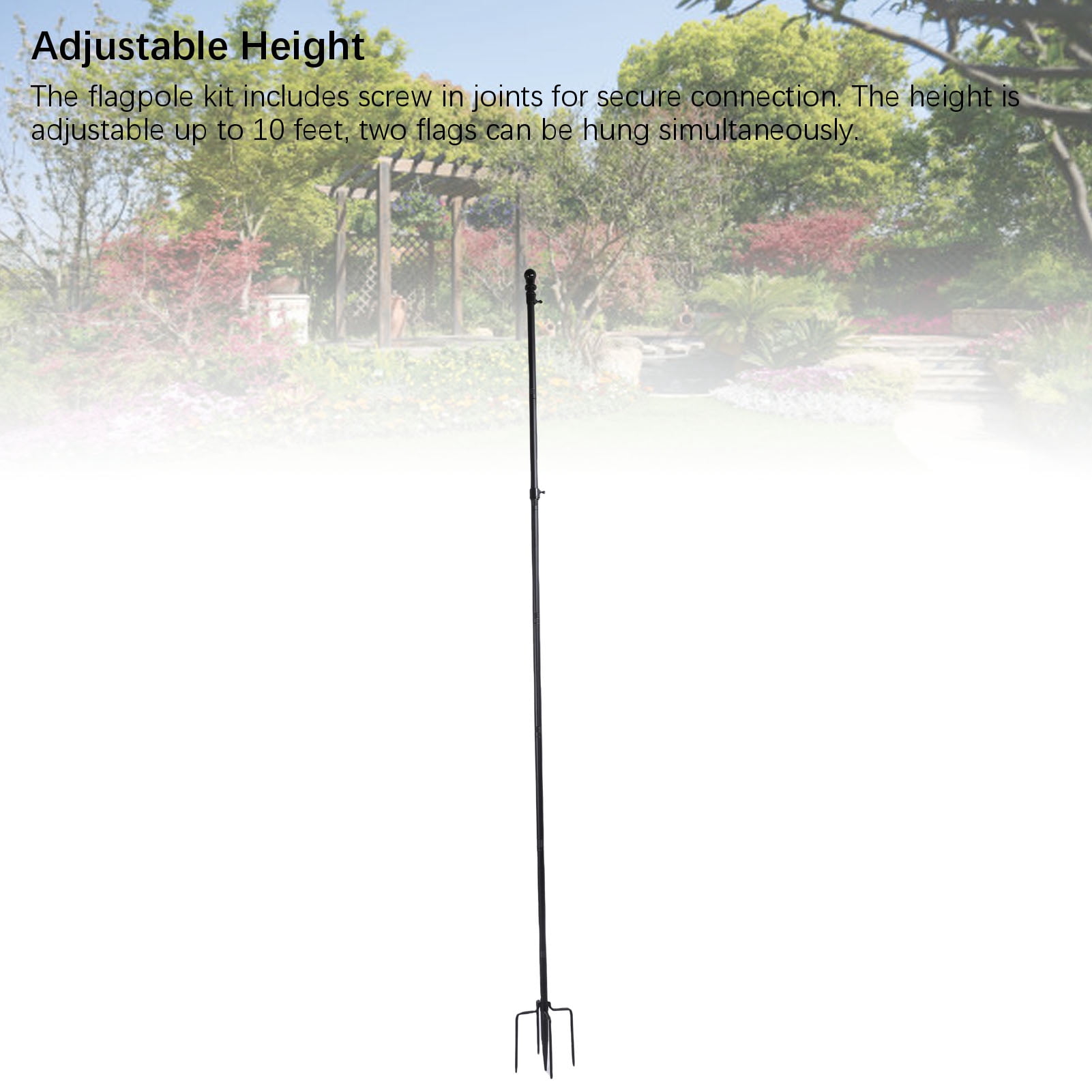 M Buder 10 FT Ground Flag Pole, Thickened Stainless Steel Outdoor Flagpole with 5 Prong Base, 120 Inches / 300 cm Heavy Duty Garden Yard Flagstaff for American Flags