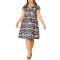thumbnail image 3 of DARING DIVA Plus Size Fashion Cap Sleeve V Neck Above Knee Dress 2X Navy Blue, 3 of 7