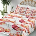 thumbnail image 3 of Ambesonne Spring Fitted & Top Sheet Set with Shams, Poppy Tulip Flora, Red White Orange, 3 of 5