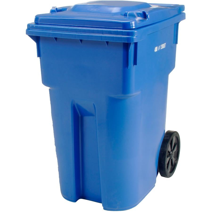 360L Blue European Grip Curbside Garbage Can, with 12 inch(s) Wheels