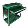 thumbnail image 4 of Utility Rolling Tool Cart with 1 Drawer and 3 Trays, Heavy Duty Metal Garage Organizer with Wheels, Hooks and Locking System, Tool Storage Cabinet Cart for Garage, Warehouse & Repair Shop, Green, 4 of 9