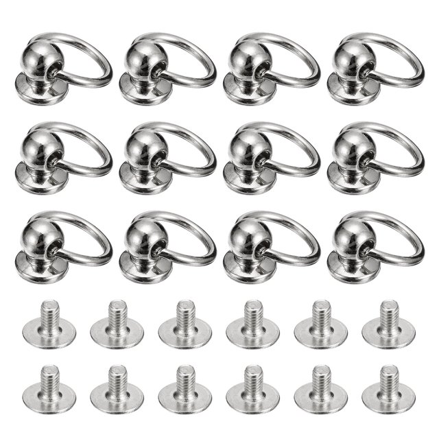 Unique Bargains 6x8mm Ball Head Stud Rivets Screw Back with O Ring, 12Pack Button Nipple Rivet, Silver Tone