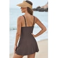 thumbnail image 3 of Chase Secret Women One Piece Swimsuit Tummy Control Swimdress Swimwear Tie Knot Swim Dresses Skirt Bathing Suit Brown, 3 of 8
