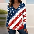 thumbnail image 2 of MEICHEN Women's 250th Anniversary American Flag Shirt V Neck Long Sleeve Patriotic T Shirt 4th of July Casual Summer Tops, 2 of 4