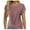 Pink, variant on Women's T-Shirts Casual Solid Color Round-Neck Rolled Short Sleeve Pullover Top Twist Tee Shirt XL