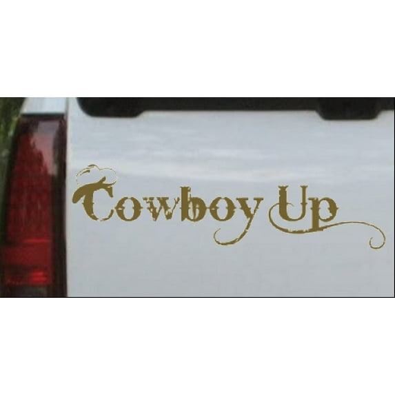 Cowboy Up With Hat Car or Truck Window Decal Sticker