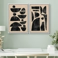 thumbnail image 3 of PixonSign Framed Wall Art Set Retro Geometric Mid-Century Semi-Circle Polygons Variety Abstract Shapes Canvas Prints Cozy Neutral Minimal Decorative Bohemian for Home Decoration - 24"x36"x2 White, 3 of 5