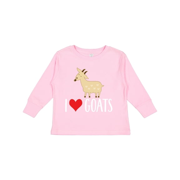 Inktastic Goat Cute I Love Goats Farm Animal Boys or Girls Long Sleeve Toddler T-Shirt