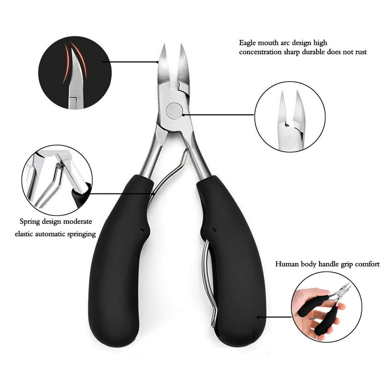 Nail Clippers, Precision Clippers for Thick Nails or Ingrown Toenails,  Black 