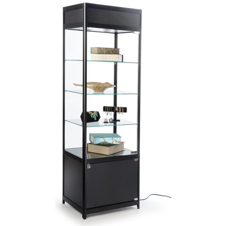 display case glass cabinet locking displays2go cases shelves base adjustable door tower floor led showcases showcase square cabinets hinged doors
