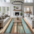 thumbnail image 3 of 5'x8' Area Rugs, Blue Brown Farmhouse Indoor Outdoor Area Rug for Living Room Bedroom, Retro Vintage Wood Washable Bathroom Rugs Kitchen Floor Carpet Mats Home Decor Aesthetic, 3 of 8