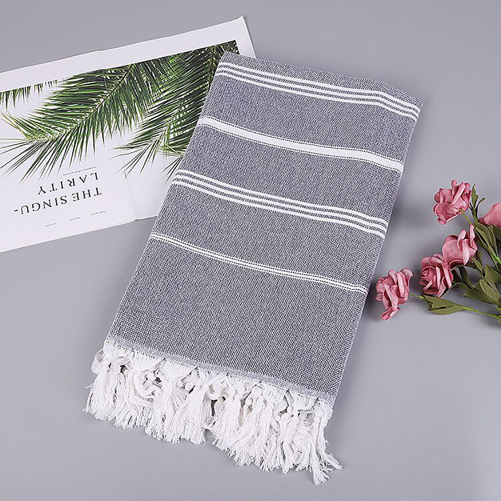 Lilgiuy Turkish Beach Towels (40x72 Inches), Oversized Cotton Sand Free