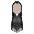 thumbnail image 3 of Alvivi Robe de Danse Latine pour Femmes Paillettes Sans Manches Franges Chacha Salsa Rumba Tango Valse Tenue de Danse de Salon Noir TP, 3 of 6
