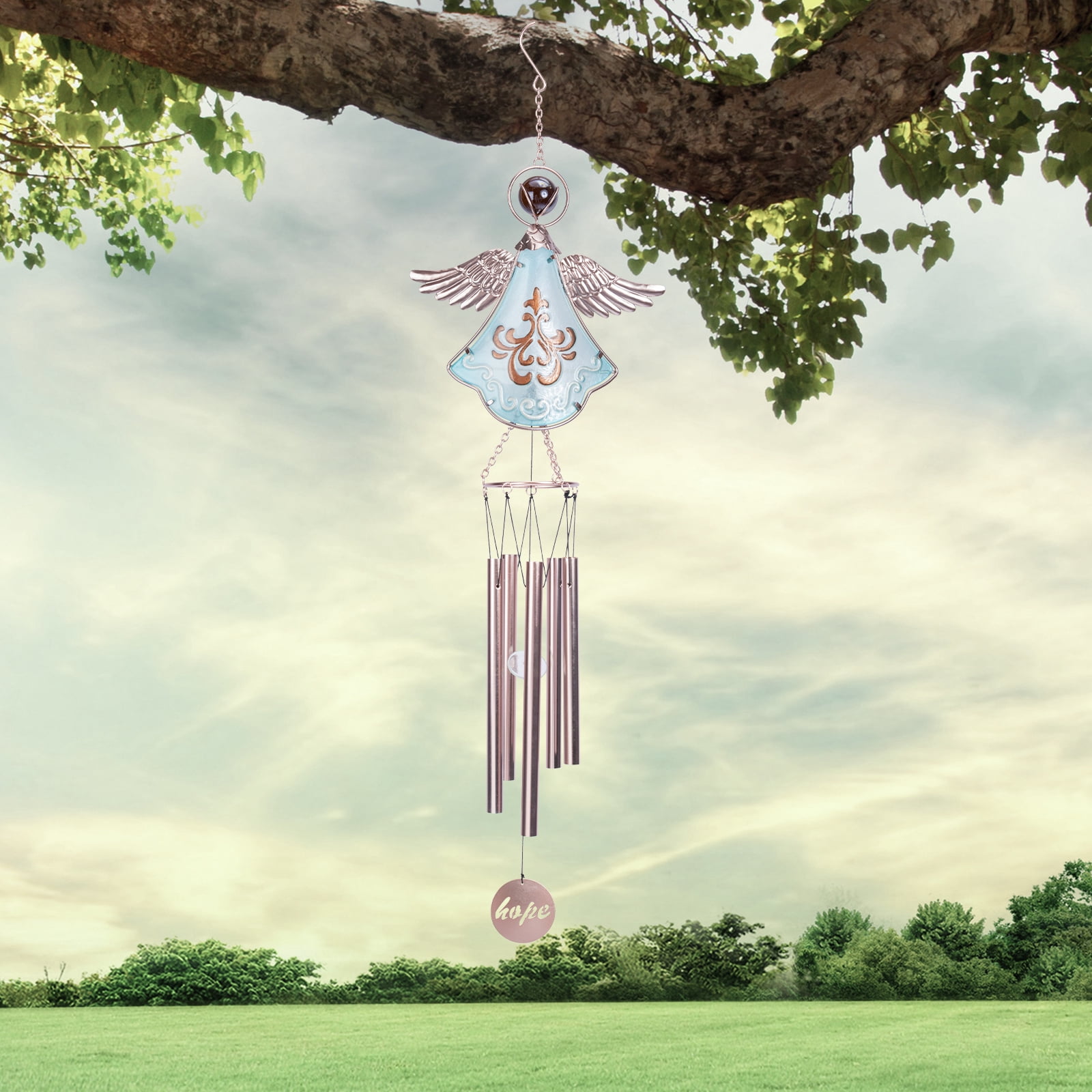 Memorial Wind Chimes Outdoor with 5 Tuned Tubes, Angel Wind Chimes for Garden Patio Balcony and Home Decor