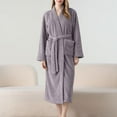thumbnail image 2 of SwiftWear Purple Plush Robe for Men & Women Unisex Bath Spa Robes Long Homewear Soft Comfy Sleepwear Nightgown, 2 of 9