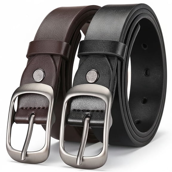2 Pcs Women Belts For Jeans Dresses Pants Ladies Leather Waist Belt with Elegant Buckle, Width 1.1"