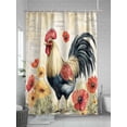 thumbnail image 5 of Rooster Chicken Shower Curtain, Flowers Watercolor Vintage Farm Waterproof Shower Curtain Set with 12 Hooks Lightweight Washable Fabric Shower Curtains for Bathroom 72x84 Inches, 5 of 6