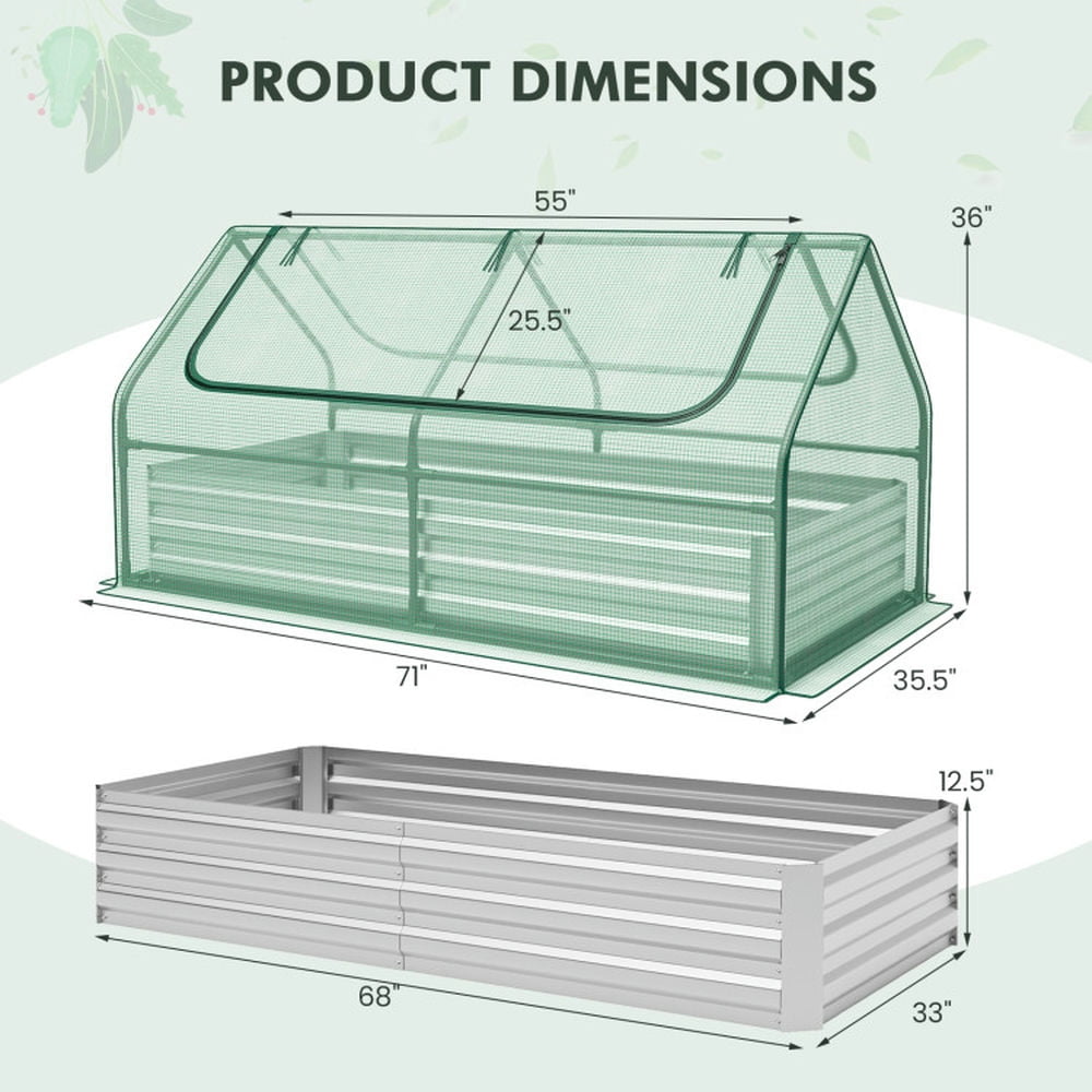 Kepooman Raised Garden Bed, Elevated Raised Beds, 6 x 3 x 3 Feet Galvanized Raised Garden Bed with Greenhouse-Green Kepooman Raised Garden Bed, Elevated Raised Beds, 6 x 3 x 3 Feet Galvanized Raised Garden Bed with Greenhouse-Green