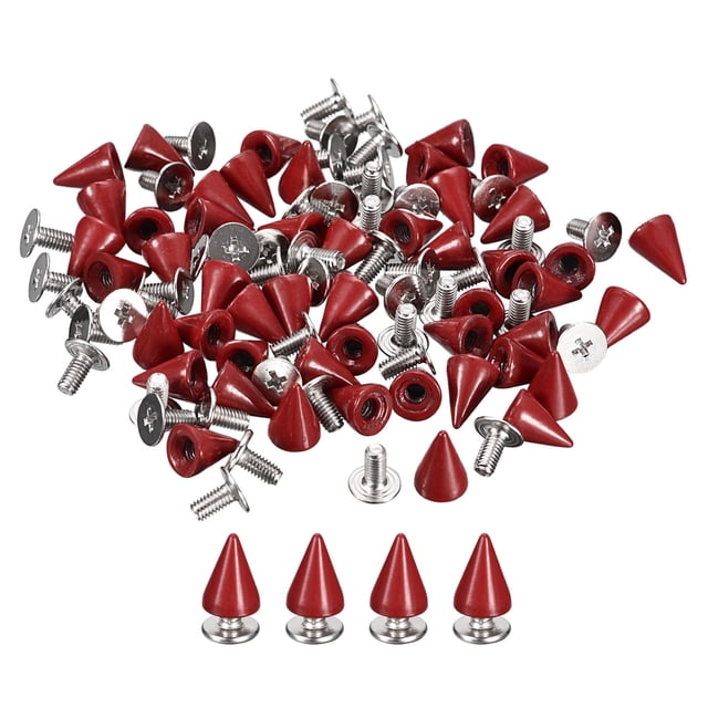 Unique Bargains 100 Ensembles de Pointes Coniques 7x10mm et Vis de Rivet Arrière Rouge