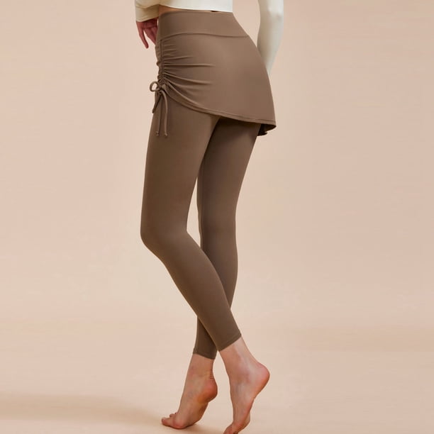 WILLBEST Pantalones de Yoga para Mujer, de Cintura Alta, con Efecto Lifting, para Bailar, Deportes, Fitness, de Dos Piezas, Elásticos, con Cordón Ajustable, Cómodos, para Entrenamiento Chica