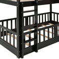 thumbnail image 4 of DreamBuck Floor Bunk Bed with Slide, Twin over Twin Bunk Bed for Teens, Wood Low Bed Frame with Ladder for Teens, Espresso, 4 of 8