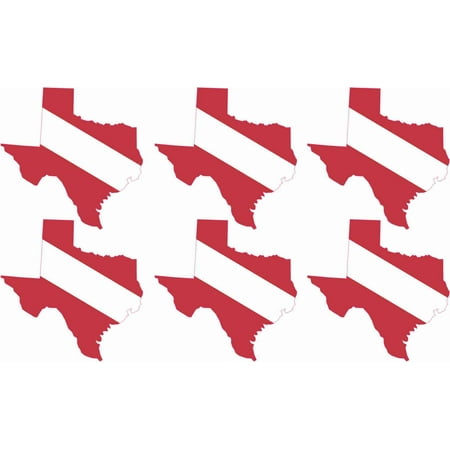 [6x] 1.75in X 1.75in Texas SCUBA Flag Stickers Vinyl Dive Flags