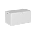 thumbnail image 1 of Coffre de Terrasse Extérieur en Résine Osier de 99 Gallons – Banc de Rangement de Patio Verrouillable et Imperméable avec Vérin Hydraulique – Résistant aux Intempéries pour Coussins, Outils de Jardin, Accessoires de Piscine – Blanc, Sangle Tressée, 1 of 8