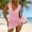 Pink, variant on V Neck One Piece Swimsuit for Women Adjustable Strap Padded Flutter Sleeve Open Back Conservative Skirted Bathing Suit Navy S