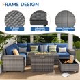 thumbnail image 5 of Poteban Outdoor Sectional with Fire Pit Table, 8 Inch Armrest Patio Furniture Set for Garden Backyard, 4'' Thickened Cushion,Gtey&Blue, 5 of 7