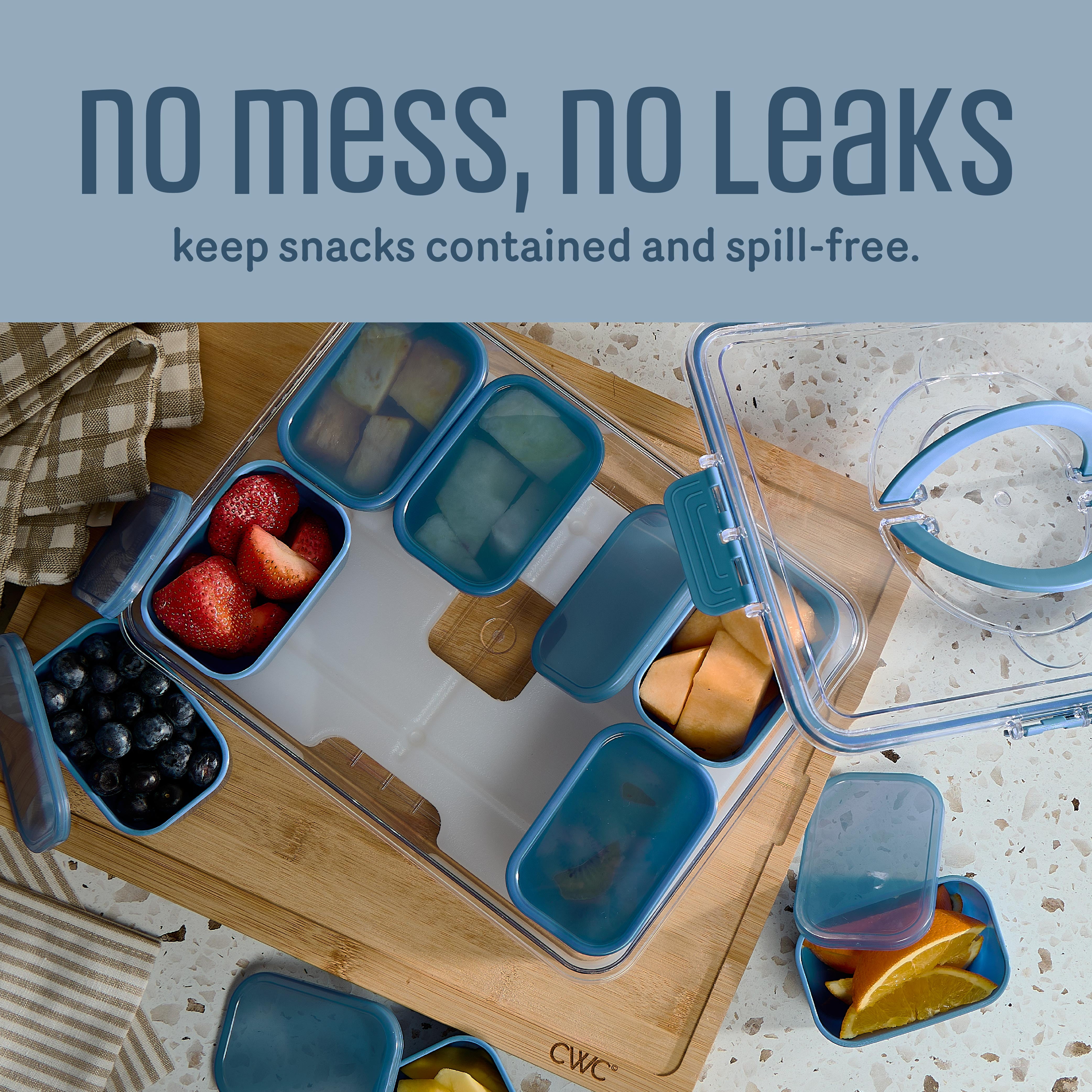 COOK WITH COLOR Snack Container with Ice Pack, Food Storage Containers, Meal Prep Containers, Blue