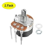 Uxcell 5K Ohm Potentiometer with Switch Variable Resistors Single Turn Rotary Taper Metal Silver Tone 2pcs