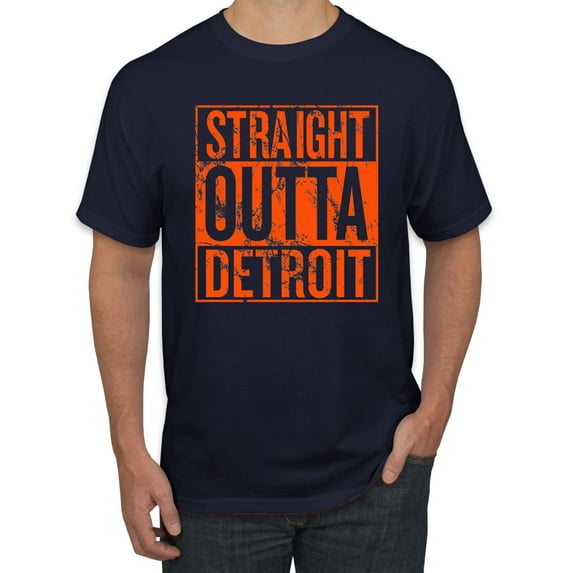 Wild Bobby, Straight Outta Detroit DET Fan Fantasy Baseball Fans, Sports, Men Graphic Tee, Navy, Large