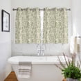 thumbnail image 3 of Sage Green Flowers Kitchen Curtains Short 45 Inch Length, Rustic Pastoral Botanical Floral Leaf Grommet Top Bedroom Living Room Curtains, Light Filtering Cafe Curtain Drapes 2 Panels Set 84''x45'', 3 of 9