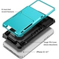 thumbnail image 3 of Compatible with iPhone 12 Case 5G Wallet 4-Card Slot Credit Card Holder Flip Hidden Pocket Dual Layer Protective Back Cover Compatible with iPhone 12 5G 6.1inch Blue, 3 of 11