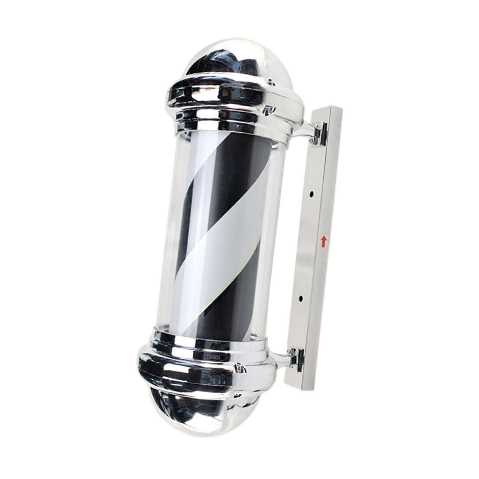 TOOYFUL Barber Pole Light Hair Salon Signage Light Sturdy,Waterproof,Salon Open Sign Light Salon Rotating Light for Indoor Hair Salon Black White