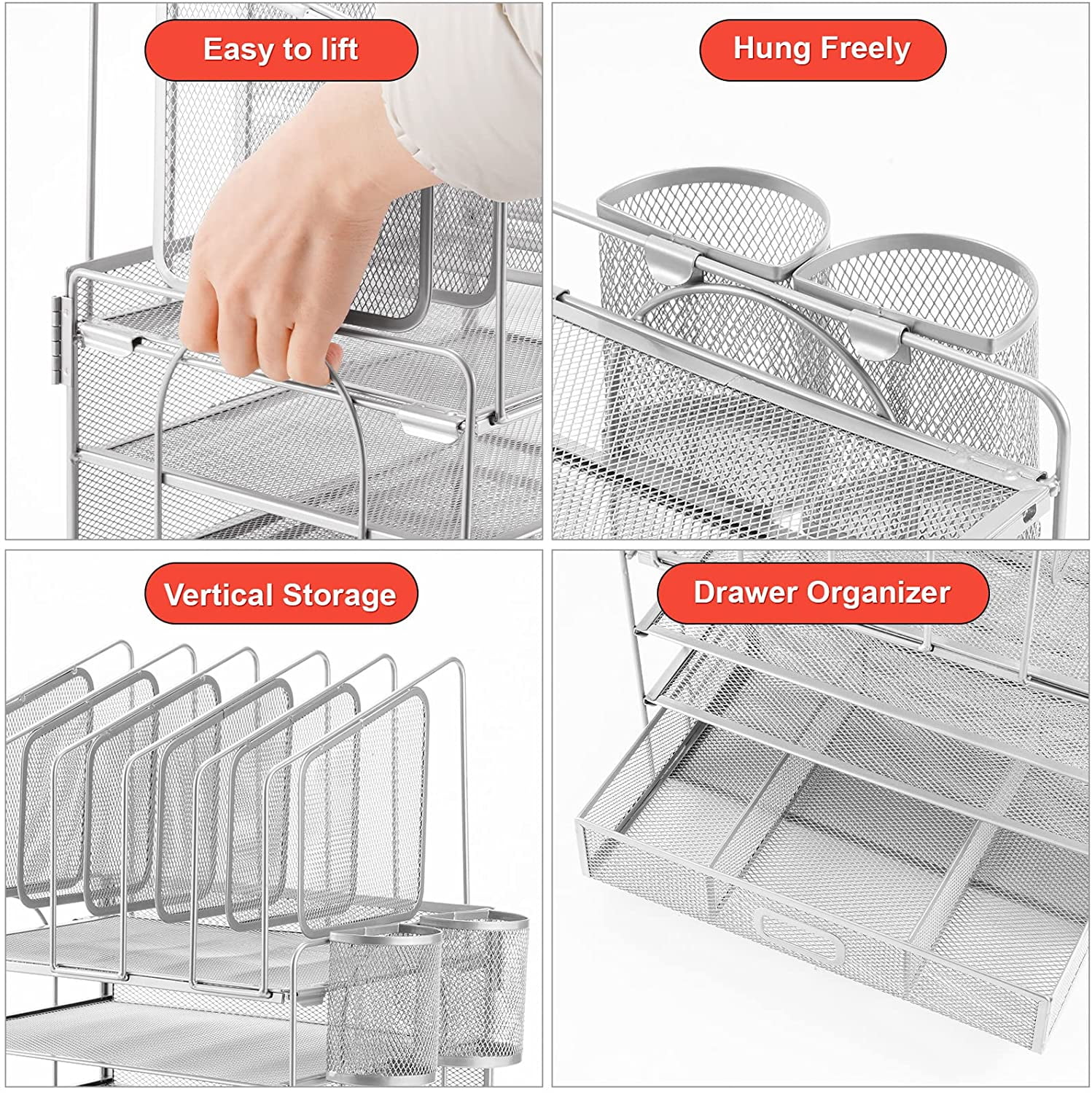 VIVSOL Grey Desk Organizer with Mesh File Holder, 4-Tier Office Supplies  Desk Organizers and Accessories with Sliding Drawers & Pen Holder, Desk  File Organizer and Storage for Office, School, Home - Yahoo